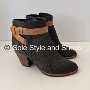 Dolce Vita Buckle Ankle Boots Black Leather 7